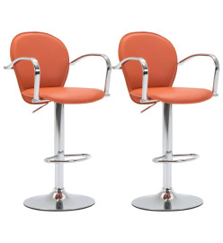 Tabourets de bar avec accoudoir lot de 2 orange similicuir