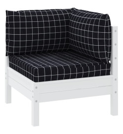 Coussins de palette 3 pcs motif à carreaux noir tissu Oxford