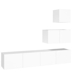 Ensemble de meubles TV 4 pcs Blanc Bois d'ingénierie