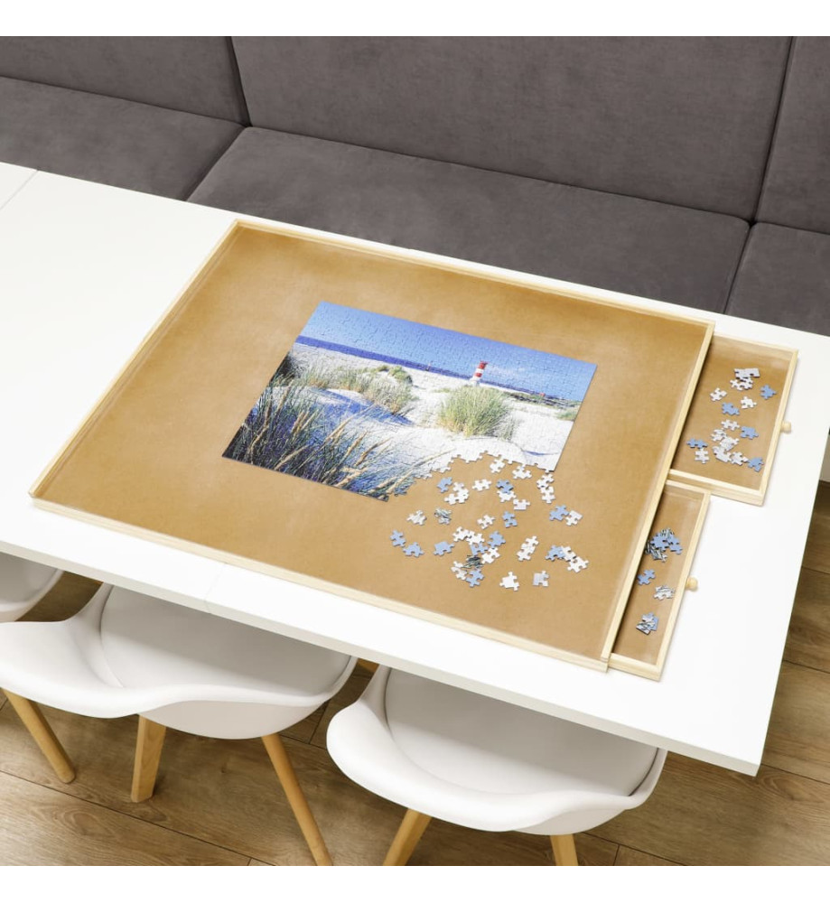 HI Table de puzzle avec 4 tiroirs 76x57x4,5 cm Bois