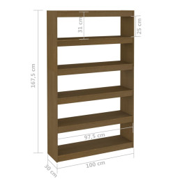 Bibliothèque/Séparateur de pièce Marron miel 100x30x167,5cm Pin