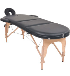 Table de massage pliable 4 cm d'épaisseur et 2 traversins Noir