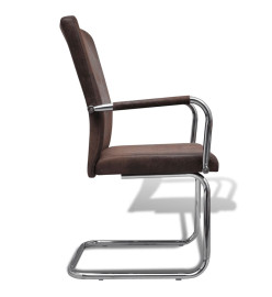 Chaises à manger cantilever lot de 6 marron tissu cuir