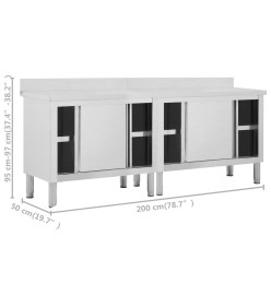 Tables avec portes coulissantes 2 pcs 200x50x(95-97) cm Inox