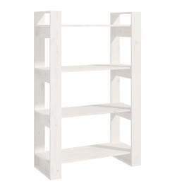 Bibliothèque/Séparateur de pièce Blanc 80x35x125 cm Pin solide