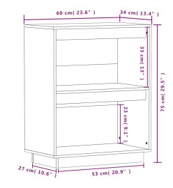 Armoire console Noir 60x34x75 cm Bois de pin solide