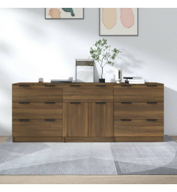 Buffets 3 pcs Chêne marron Bois d'ingénierie