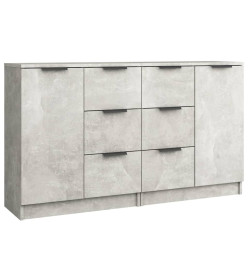 Buffets 2 pcs Gris béton 60x30x70 cm Bois d'ingénierie