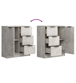 Buffets 2 pcs Gris béton 60x30x70 cm Bois d'ingénierie