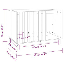 Niche pour chien Blanc 100x70x72 cm Bois de pin massif