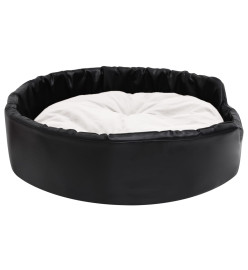 Lit pour chiens Noir et beige 90x79x20 cm Peluche et similicuir