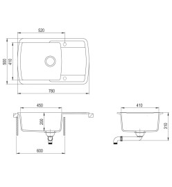 Évier de cuisine Granit Seul lavabo Beige