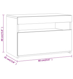 Table de chevet avec lumières LED Chêne fumé 60x35x40 cm