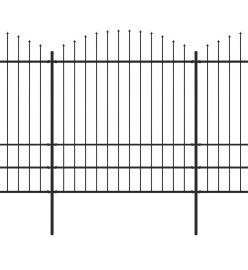 Clôture de jardin à dessus en lance Acier (1,75-2)x11,9 m Noir