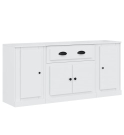 Buffets 3 pcs blanc brillant bois d'ingénierie