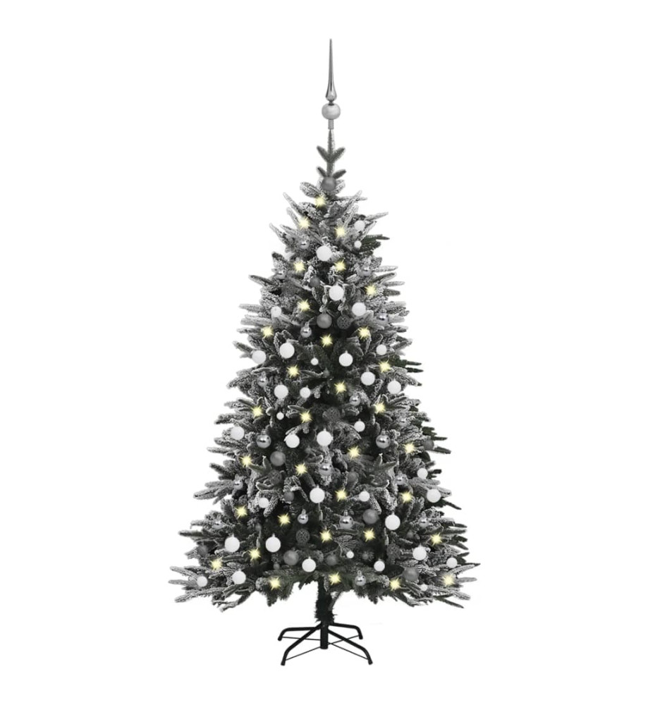 Sapin de Noël artificiel LED et flocons de neige 210 cm PVC PE