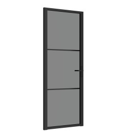 Porte intérieure 76x201,5 cm Noir Verre ESG et aluminium