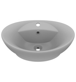 Lavabo ovale à trop-plein Gris clair mat 58,5x39 cm Céramique