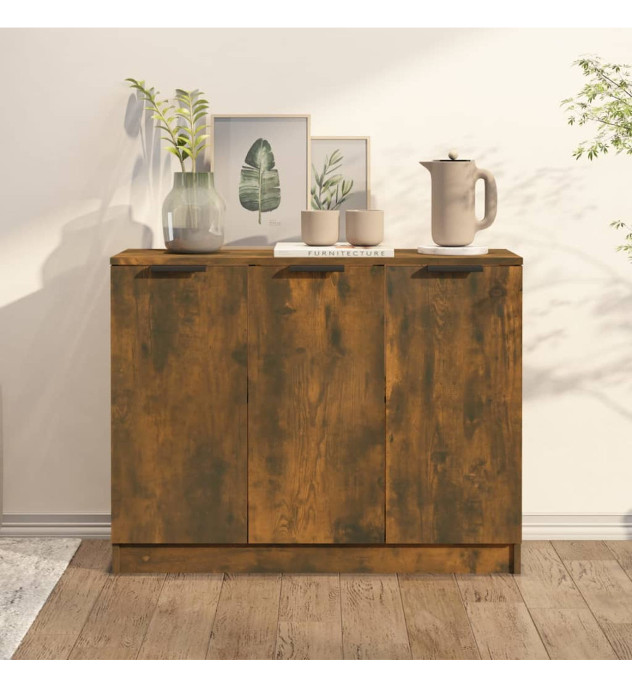 Buffet Chêne fumé 90,5x30x70 cm Bois d'ingénierie