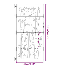 Portail de jardin 85x175 cm acier corten design de bambou