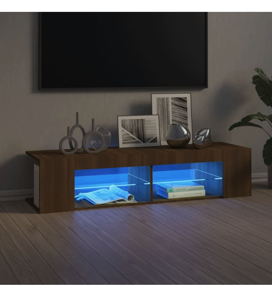 Meuble TV avec lumières LED chêne marron 135x39x30 cm