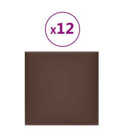 Panneaux muraux 12 pcs Marron 30x30 cm Similicuir 1,08 m²