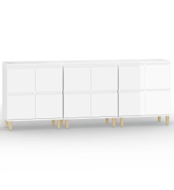 Buffets 3 pcs blanc brillant 60x35x70 cm bois d'ingénierie