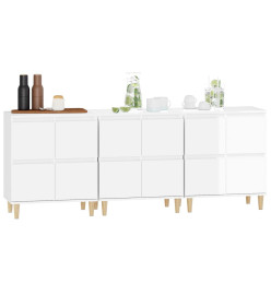 Buffets 3 pcs blanc brillant 60x35x70 cm bois d'ingénierie