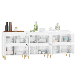 Buffets 3 pcs blanc brillant 60x35x70 cm bois d'ingénierie