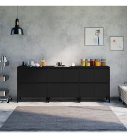 Buffets 3 pcs noir 60x35x70 cm bois d'ingénierie