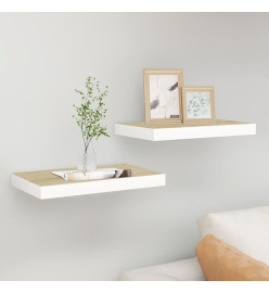 Étagères flottantes 2 pcs chêne et blanc 50x23x3,8 cm MDF