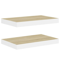 Étagères flottantes 2 pcs chêne et blanc 50x23x3,8 cm MDF