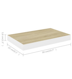 Étagères flottantes 2 pcs chêne et blanc 50x23x3,8 cm MDF