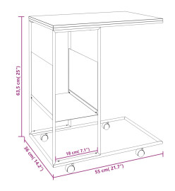 Table d'appoint avec roues Noir 55x36x63,5 cm Bois d'ingénierie