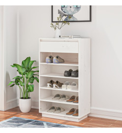 Armoire à chaussures Blanc 60x34x105 cm Bois de pin massif