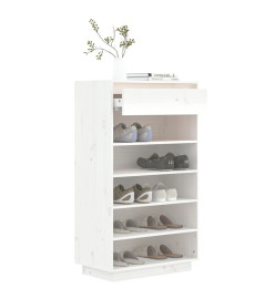 Armoire à chaussures Blanc 60x34x105 cm Bois de pin massif