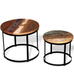 Table basse 2 pcs Bois récupéré massif Rond 40 cm / 50 cm