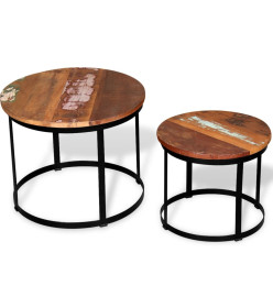 Table basse 2 pcs Bois récupéré massif Rond 40 cm / 50 cm