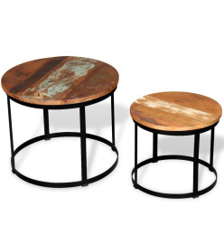 Table basse 2 pcs Bois récupéré massif Rond 40 cm / 50 cm