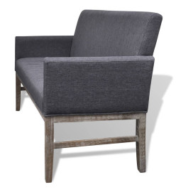 Banc avec coussin rembourré tissu hévéa gris foncé