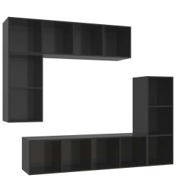 Ensemble de meubles TV 4 pcs Noir brillant Bois d'ingénierie