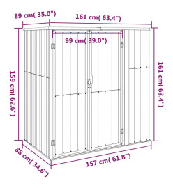 Abri à outils de jardin anthracite 161x89x161cm acier galvanisé