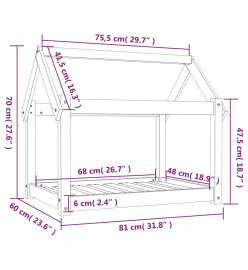 Lit pour chien 81x60x70 cm Bois de pin solide