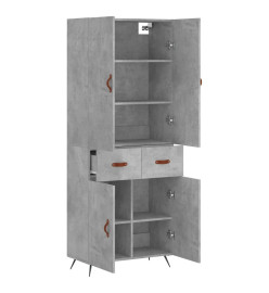 Buffet haut Gris béton 69,5x34x180 cm Bois d'ingénierie