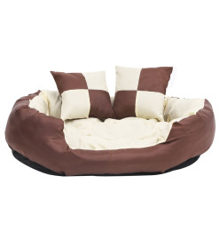 Coussin réversible lavable de chien Marron et crème 85x70x20 cm