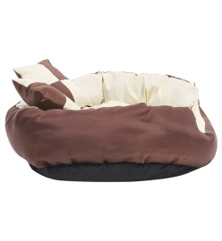 Coussin réversible lavable de chien Marron et crème 85x70x20 cm