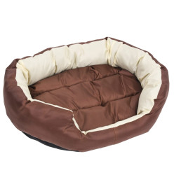 Coussin réversible lavable de chien Marron et crème 85x70x20 cm