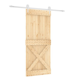 Porte coulissante et kit de quincaillerie 90x210 cm pin massif