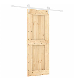 Porte coulissante et kit de quincaillerie 80x210 cm pin massif