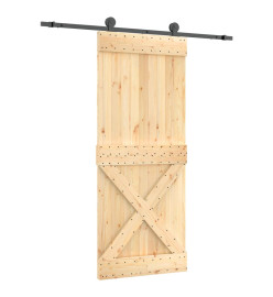 Porte coulissante et kit de quincaillerie 85x210 cm pin massif